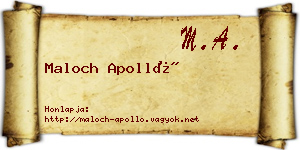 Maloch Apolló névjegykártya